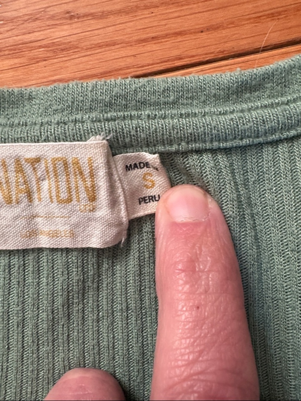 Nation LTD Ribbed V-Neck Long Sleeve Top in Sage Green - Picture 3 of 7